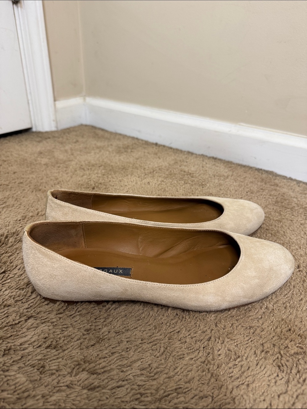 Margaux Beige Suede Women’s Ballet Flats size 10 Elegant Everyday Slip-Ons Basic